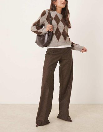 Mango Piper - Pantaloni sartoriali marroni in coordinato-Marrone