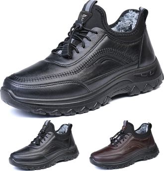 Generic Mens Winter Boots Casual Lightweight Waterproof Snow Boots Anti-Slip Fur Lined Thermal Outdoor Comfortable Trekking Hiking Shoes with Arch Support