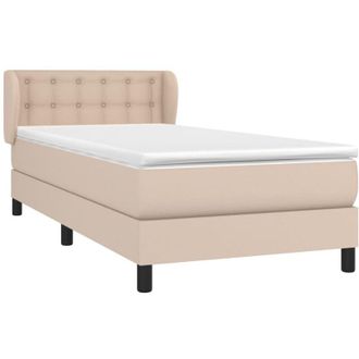 vidaXL Cama Box Spring Con Colch&oacute;n Cuero Sint&eacute;tico Capuchino 90x190 Cm Vidaxl