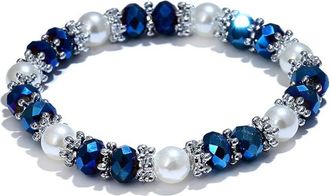 Generic Stylish Bracelet Shiny Colorful Rhinestone Faux Pearl Bracelet Bangle Women Jewelry Birthday Gift - Black.Nice and Attractive
