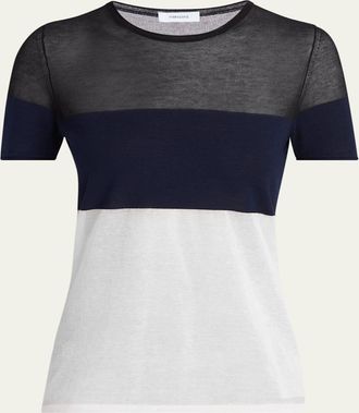 Ferragamo Colorblock Sheer Linen Short-Sleeve T-Shirt