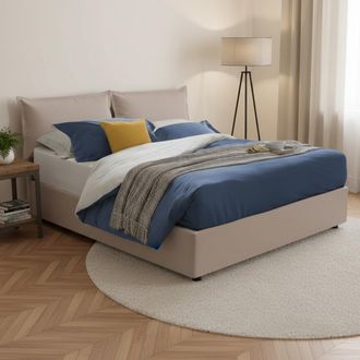 Dmora Dmora - Cama Matrimonial Dfin, Cama Contenedor Con Tapizado En Ecopiel, 100% Made In Italy, Apertura Frontal, Con Colch&oacute;n Cm 160x200 Incluido, T&oacute;rtola