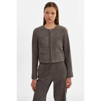 LaMarque Linette S | Suede Jacket in Streel Grey at Nordstrom, Size Medium