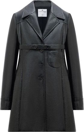 Courr&egrave;ges Heritage Vinyl Jas met Riem - Dames - Jas met riem - Zwart - S - Katoen - Jassen