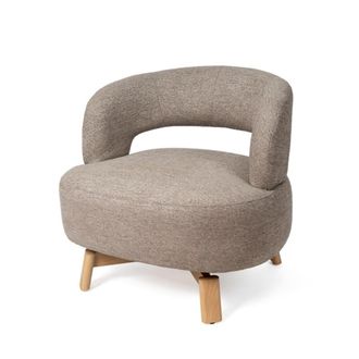 Koketto Home Butaca giratoria tapizada taupe con patas de madera de haya