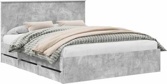 vidaXL Bed Frame Manual Concrete Grey 160 x 200 cm Engineered Wood vidaXL
