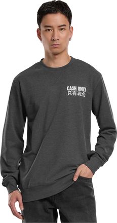 Mister Tee Mens Cash Only Crewneck Sweatshirt, Charcoal