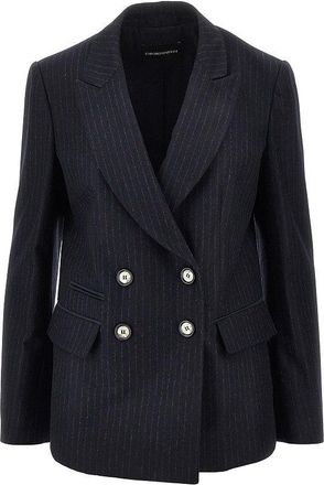 Emporio Armani Pinstriped wool-blend double-breasted jacket Woman 40