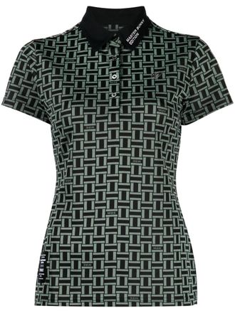 MASTER BUNNY EDITION houndstooth-patterned logo-patch polo shirt - Green