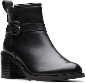 Clarks Chamberly Trim Block Heel Boot in Black Leather at Nordstrom Rack, Size 8.5