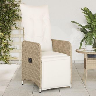 vidaXL Sillones Reclinables De Jard&iacute;n Con Cojines Beige 2 Uds Rat&aacute;n Pe Vidaxl