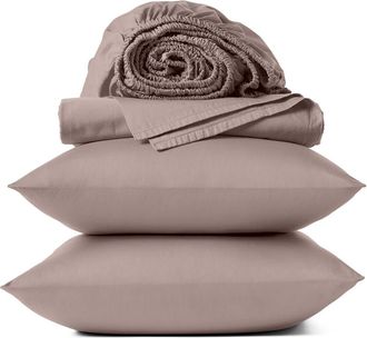 Coyuchi Classic Organic Cotton Sateen Sheet Set in Mineral at Nordstrom, Size Queen