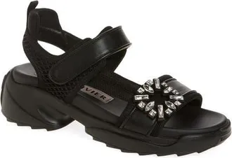 Roger Vivier Viv on the Run Sandal in Nero at Nordstrom, Size 9.5Us