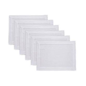 Solino Home Linen Placemats - Sonoma Hemstitch - Set of 6, 14 x 19 in White at Nordstrom, Size Medium