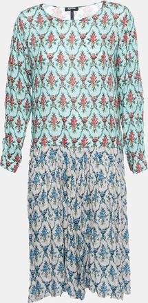 Jil Sander Multicolour Crepe Floral Print Pleated Midi Dress