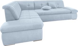 Domo Collection Ecksofa »Moric Luxus incl. Zierkissen B/T/H: 273/216/80 cm« XXL, L-Form, bis 140kg pro Sitzplatz belastbar, Ottomanen-Abschluss