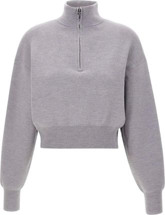 Victoria Beckham high-neck zip-front sweatshirt - Grey