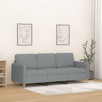 vidaXL Sof&aacute; De 3 Plazas De Tela Gris Claro 180 Cm Vidaxl