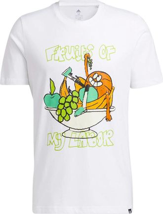 adidas Mens adidas Cartoon Printing Alphabet Pattern Round Neck Short Sleeve White T-Shirt GS7213