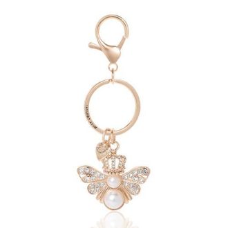 Juicy Couture Regal Bee Pearl Charm Keychain in Gold at Nordstrom