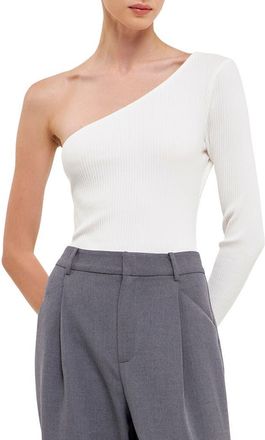 endless rose One-Shoulder Bodysuit in White at Nordstrom, Size X-Small