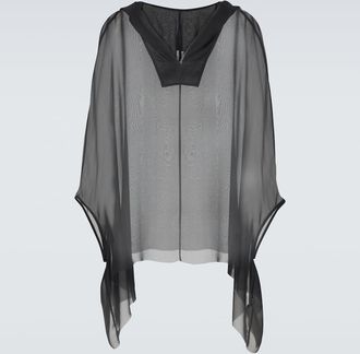 Rick Owens Felpa in seta con cappuccio