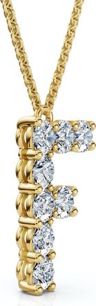 Pompeii3 1Ct Diamond Initial F Pendant 14k Gold 18 Necklace Lab Grown 5/8 Tall
