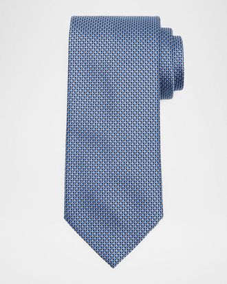 Brioni Men & apos;s Micro-Geometric Square Jacquard Silk Tie