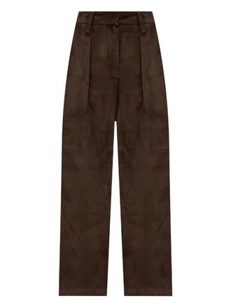 Brunello Cucinelli suede trousers - women - Suede - 40 - Brown