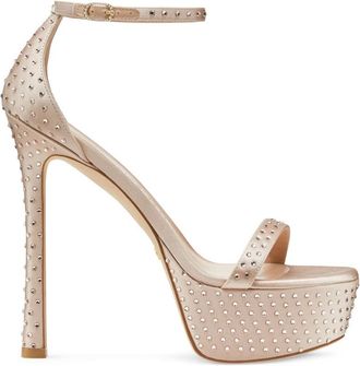 Stuart Weitzman Hollywood Shine High Heel Sandal - Dames - Sandalen met hakken - Beige - 40 EU - Schoenen