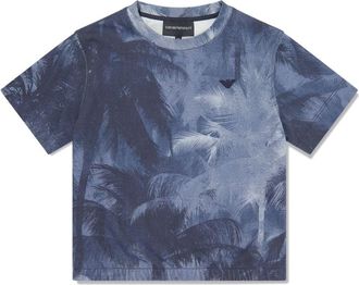 Emporio Armani graphic-print cotton T-shirt - kids - Cotton - 10 yrs - Blue