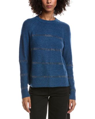 Forté Cashmere Crystal Wool & Cashmere-Blend Raglan Sweater