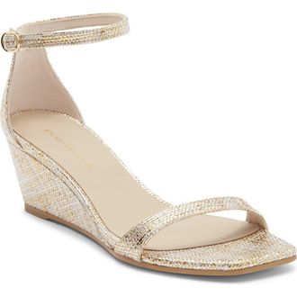 Stuart Weitzman Nudistcurve Wedge Sandal in Washed Gold at Nordstrom Rack, Size 8