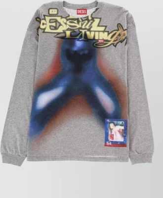 Diesel long sleeve crew neck graphic t shirt