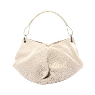 Bottega Veneta Pre-owned Shoulder Bags, female, Beige, Size: ONE SIZE Pre-owned Intrecciato Aquilone Fortune Cookie Leather Handbag