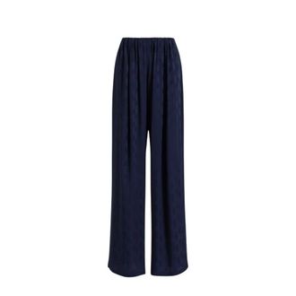 Alberta Ferretti Monogram AF Silk Trousers - female - Alberta Ferretti - Wide Trousers - Blue - XS - Trousers