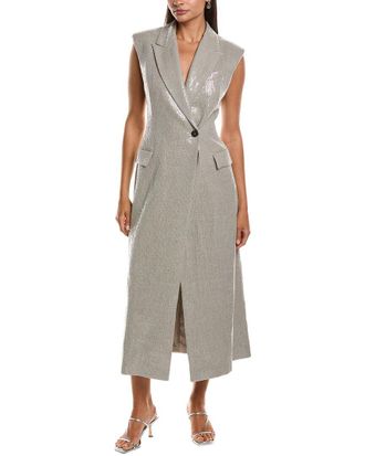 Brunello Cucinelli Sequin Linen-Blend Blazer Dress