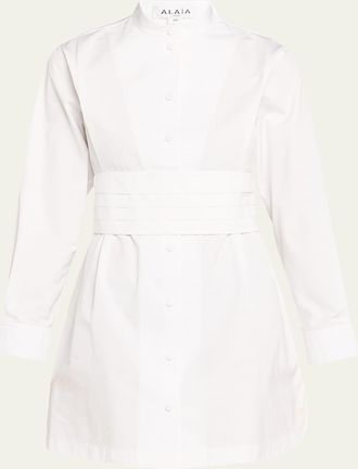 Alaia Cummerbund Mini Shirtdress