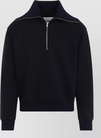 Jil Sander cotton sweatshirt high collar ribbed trims