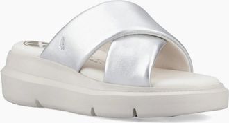 Hush Puppies Womens Uplift Crossover Womens Slide Sandals - Silver - Size: 4