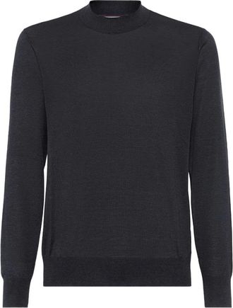 Brunello Cucinelli Hoodies & sweatvesten, Heren, Grijs, M, Grijze Crew Neck Sweater Geribbeld