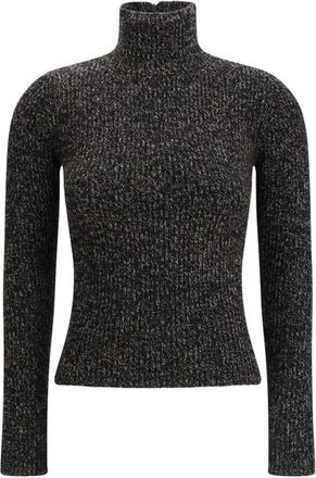 Max Mara Geribbelde T-shirt met lange mouwen en ronde hals - Dames - Coltruien - Zwart - S - Denim - Truien & Vesten