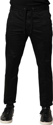 Dolce & Gabbana Black Cotton Mid Waist Jogger Mens Pants (Pre-Owned)