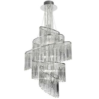 Loops Ceiling Chandelier Pendant Light GLASS & CHROME 24x Bulb Feature Lamp Holder in Clear