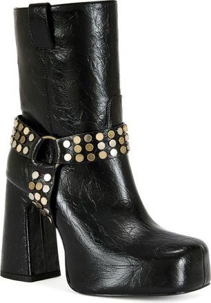 Azalea Wang Dyzma Moto Platform Bootie in Black at Nordstrom, Size 7.5
