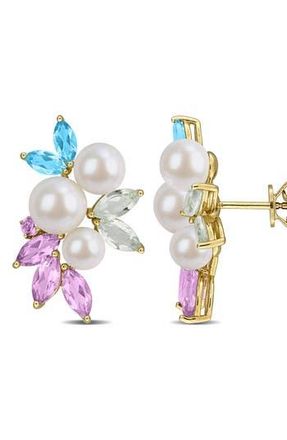 Delmar Cultured Freshwater Pearl Cluster Earrings in White Multi at Nordstrom Rack