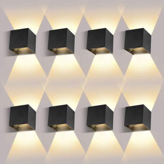 OEM Paquete De 8 Apliques De Pared Para Interiores/exteriores De 12 W, 3000 K, Con &Aacute;ngulo De Haz Ajustable, Color Negro, Resistentes Al Agua (ip65) [clase