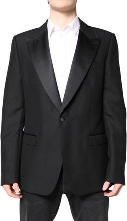 Dolce & Gabbana Black Wool Single Breasted Coat Mens Blazer