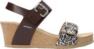 Mephisto Womens Lissandra Wedge Sandals In Chestnut Panthera