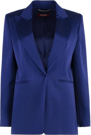 Max Mara Satin Revers Kraag Blazer - Dames - Blazers - Blauw - M - Jassen